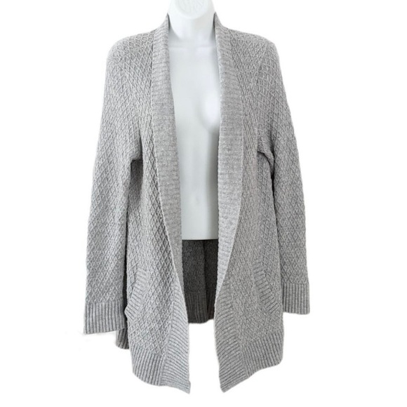 Talbots Sweaters - TALBOTS lambs wool blend textured knit open front cardigan grey Large